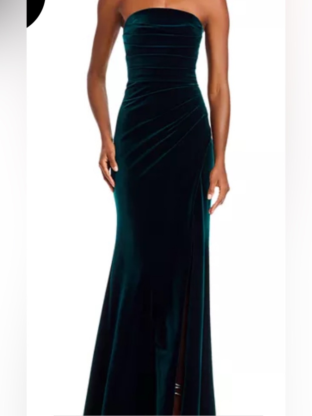 Aqua Strapless Velvet Gown in Deep Teal